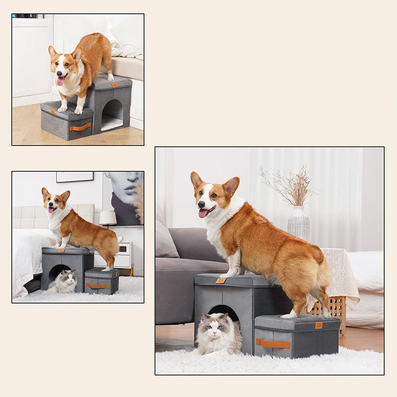 3f09ce3226015497e5a5f00a8b5e66c9Foldable Pet Storage Stairs Dog Steps Ladder